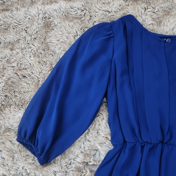 Sweet Storm Half Sleeve Keyhole Back Knee Length Dress Cobalt Blue Size Medium - Picture 4 of 11